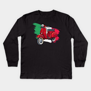 Italy Classic Vespa Scooter Moped Bike Retro Love Vintage Kids Long Sleeve T-Shirt